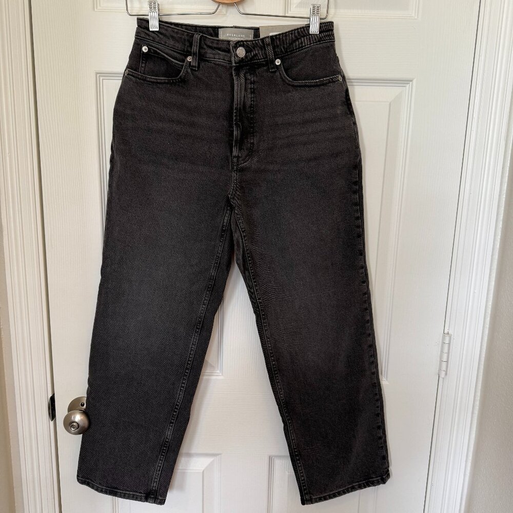 Everlane High-Rise Straight-Leg Jeans — Washed Black